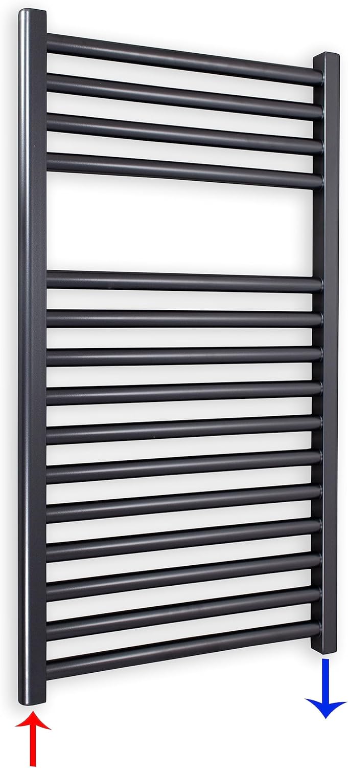 Heizkörper Badheizkörper Handtuchwärmer mit Seitenanschluss unten anthrazit (764 x 400 mm) (290 Watt