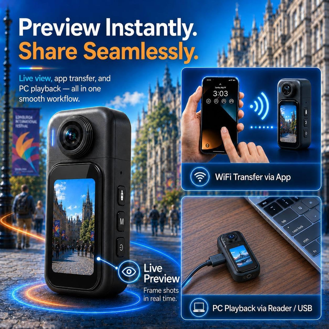 1080P Body Mounted Camera for Sports with 32GB Memory Card, 1080P Action Camera with Clip and Pendan