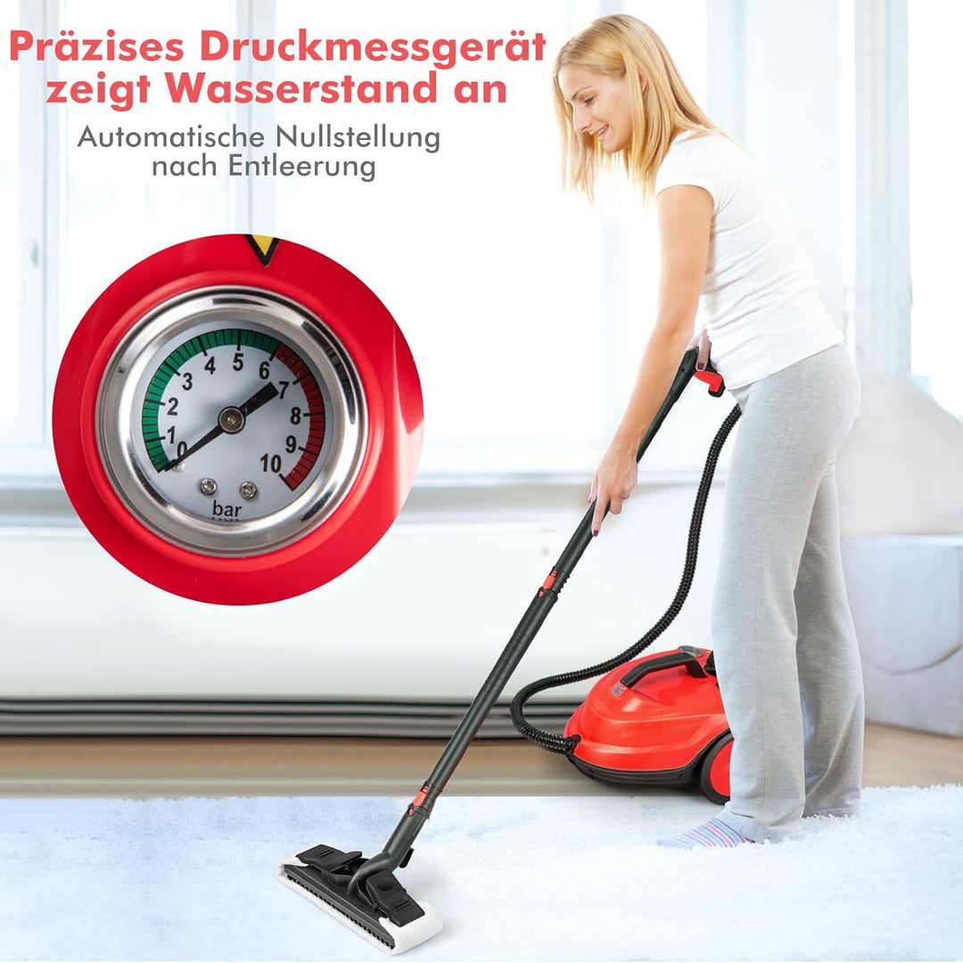 COSTWAY Dampfreiniger 2000W, Dampfdruck: max. 5 bar, Temperatur bis zu 160℃, Flächenleistung: 108 m²