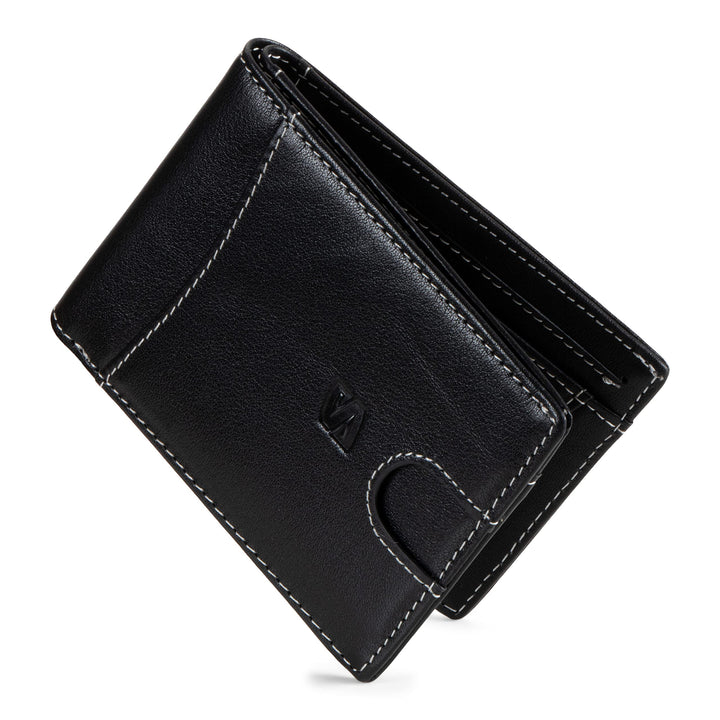 SERASAR | Premium Wallet [Clever] für Herren in schwarz aus Echtleder | 11 Kartenfächer | Wahlweise