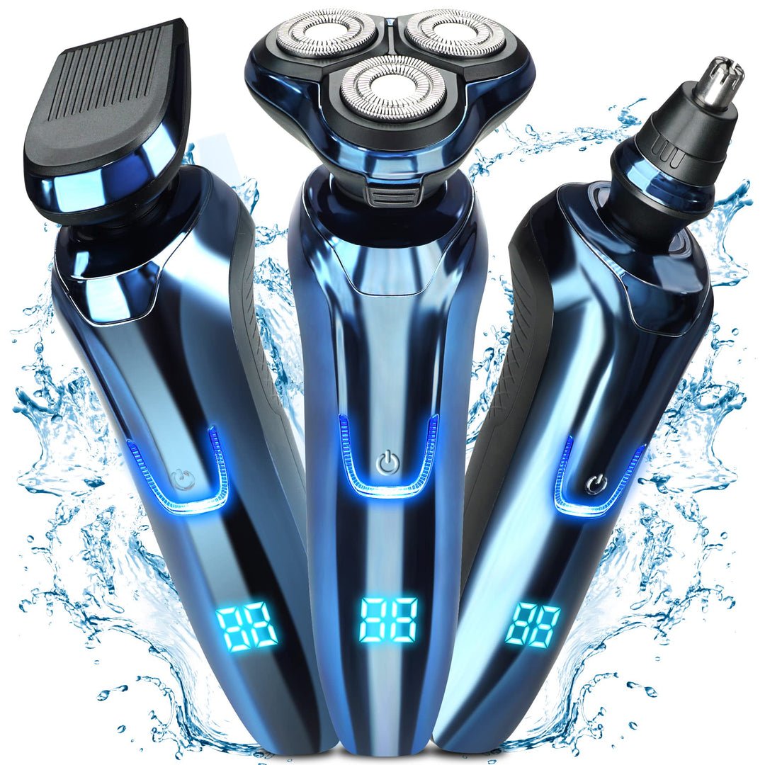 Elektrorasierer Herren 3D Schwimmende Klinge Hautfreundlich, Nass-/Trockengebrauch, Reisesperre, LED