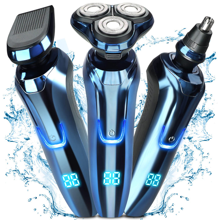Elektrorasierer Herren 3D Schwimmende Klinge Hautfreundlich, Nass-/Trockengebrauch, Reisesperre, LED