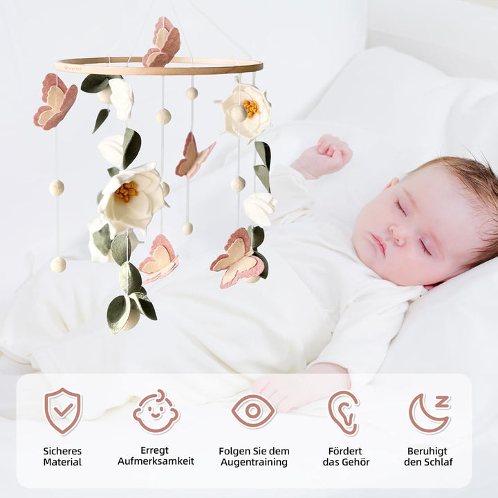 Baby Mobile - Blumen Schmetterlingen Baby Windspiele für Babybett, Mobile Baby Wickeltisch Mobile Ba