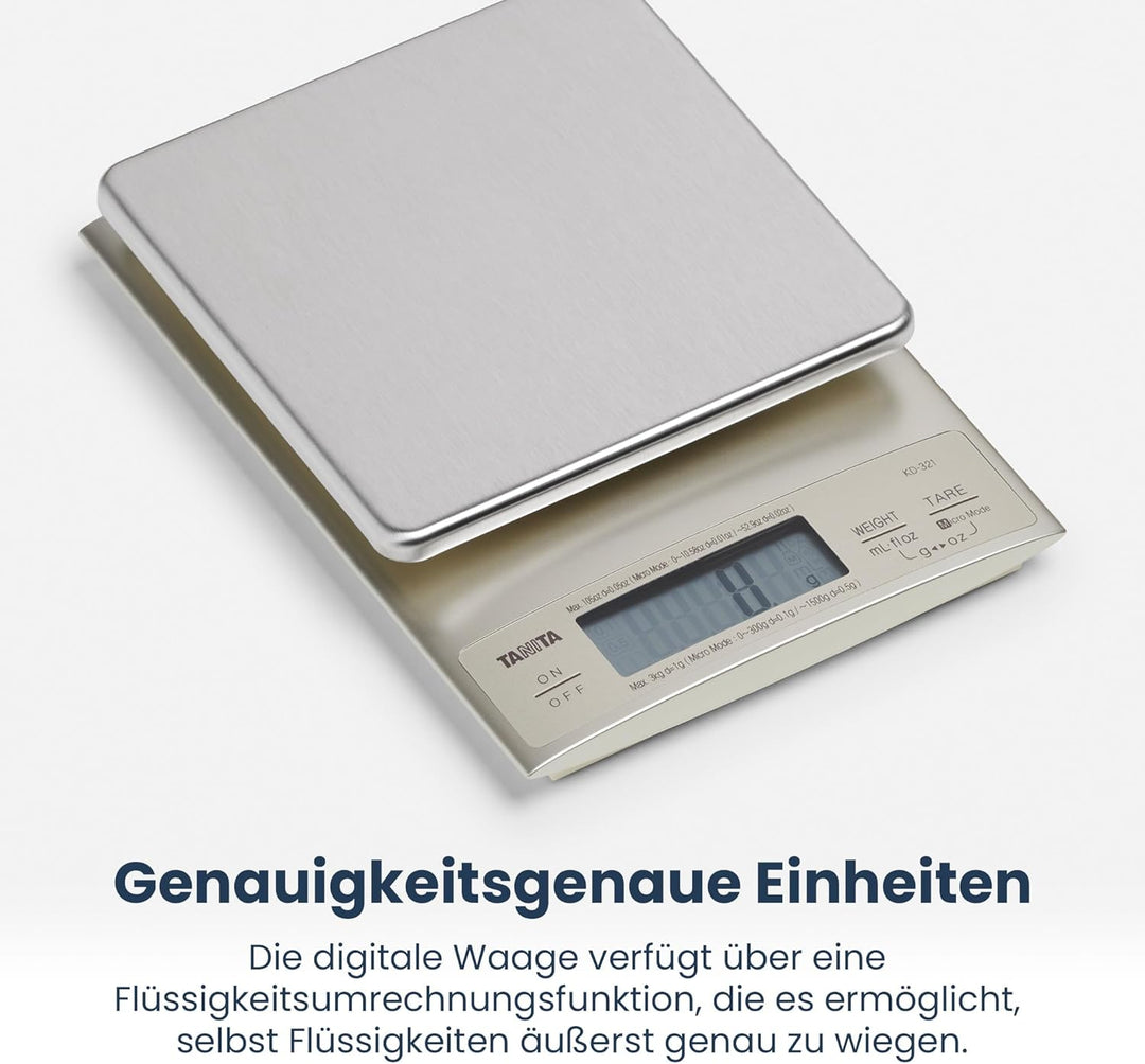 Tanita KD321SV33 Küchenwaage 3 kg mit Feinteilung 0.1 g