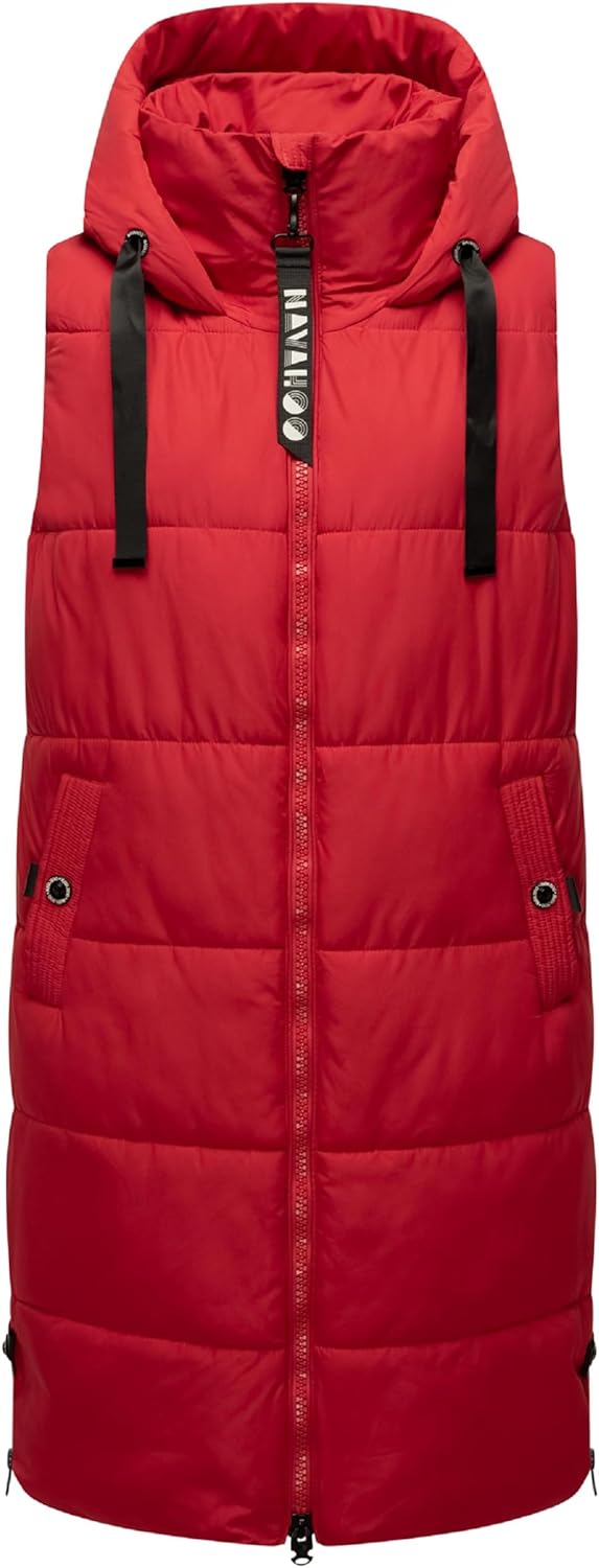 Navahoo Damen ärmellose lange Outdoorweste warme Winterjacke Schnuffelchen XS-3XL XS Salsa Red, XS S