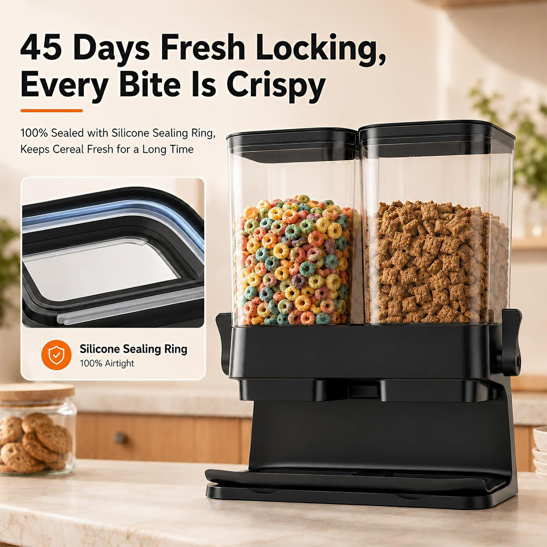 3L Grosse Müslispender mit Doppelbehälter, Cornflakes Spender aus ABS+PS, Cornflakes Behälter mit De