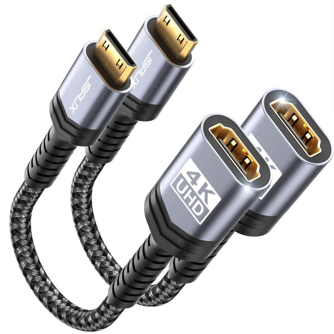 JSAUX Mini HDMI auf HDMI Adapter [2 Stück], Mini HDMI Stecker auf HDMI Buchse Adapter Kabel mit 4K 6