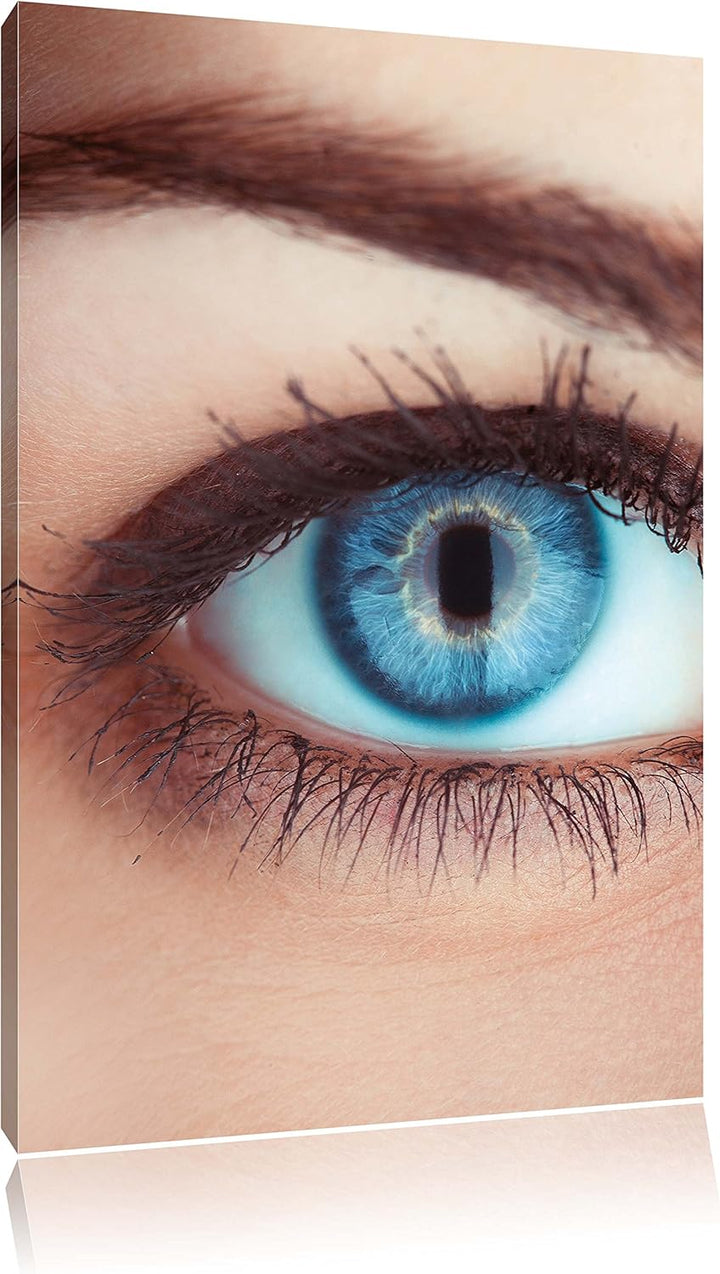 Auge einer Frau, Format: 100x70 auf Leinwand, XXL riesige Bilder fertig gerahmt mit Keilrahmen, Kuns