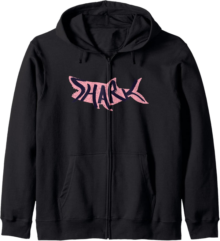 Shark Schriftzug auf Hai Silhouette Kapuzenjacke