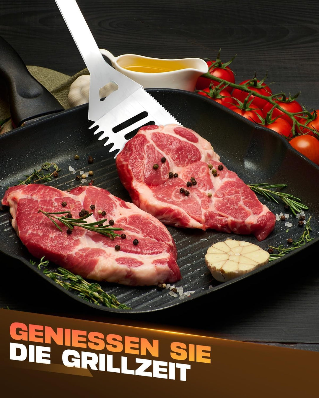 Grillbesteck Set, 3-teilig Edelstahl Grill Zubehör mit Tragetasche, Umfassendes Grillbesteck für das