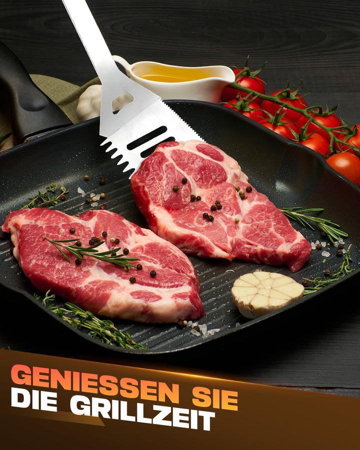 Grillbesteck Set, 3-teilig Edelstahl Grill Zubehör mit Tragetasche, Umfassendes Grillbesteck für das