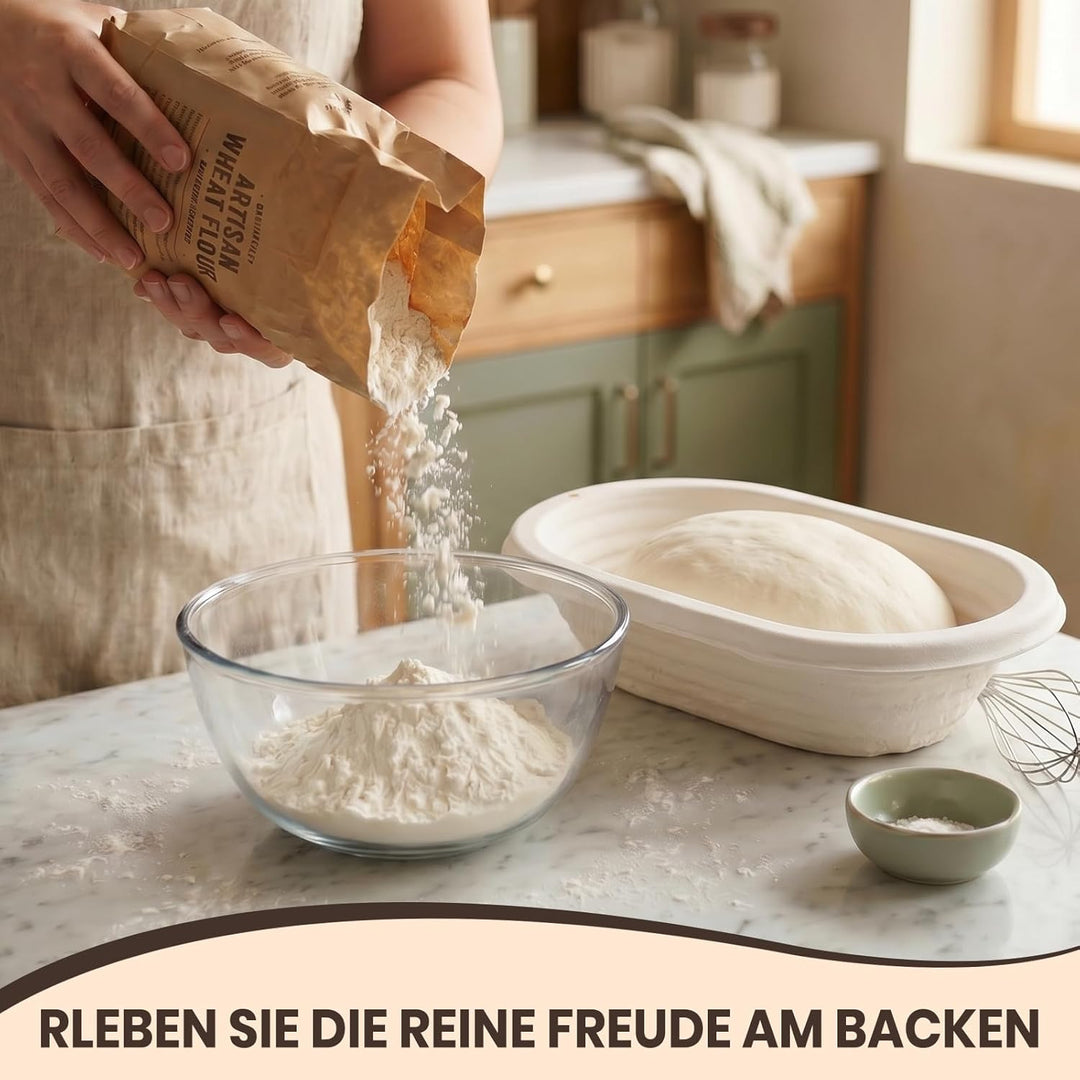 2er Set ovale Banneton-Gärkörbe aus Zellstoff für Sauerteigbrot, Gärkörbe für handwerklich hergestel