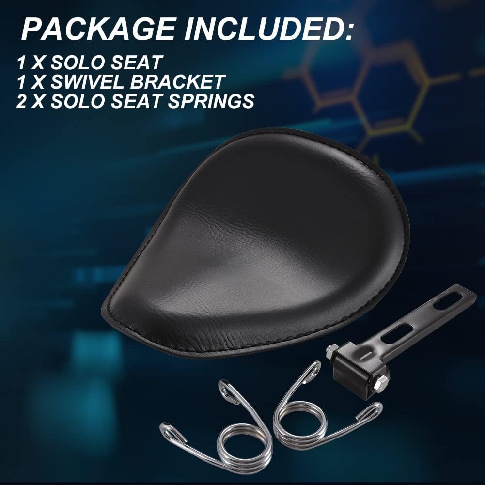 KaTur Chrom Leder Solo Seat 3 "Federbock Kit Für Harley Harley Honda Kawasaki Suzuki Sportster Bobbe