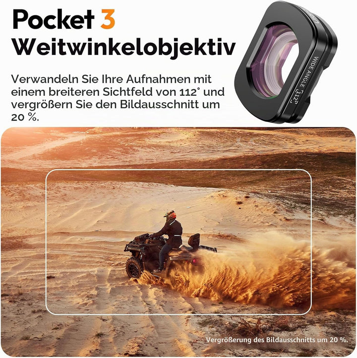 ULANZI F35 Pocket 3 Weitwinkelobjektiv, 112° Weitwinkelobjektiv kompatibel mit DJI Osmo Pocket 3 Zub