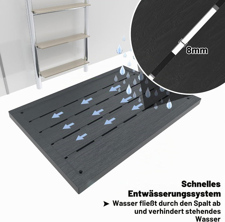 UISEBRT WPC Bodenelement Solardusche Garten Bodenplatte für Gartendusche Pooldusche Poolleiter Outdo