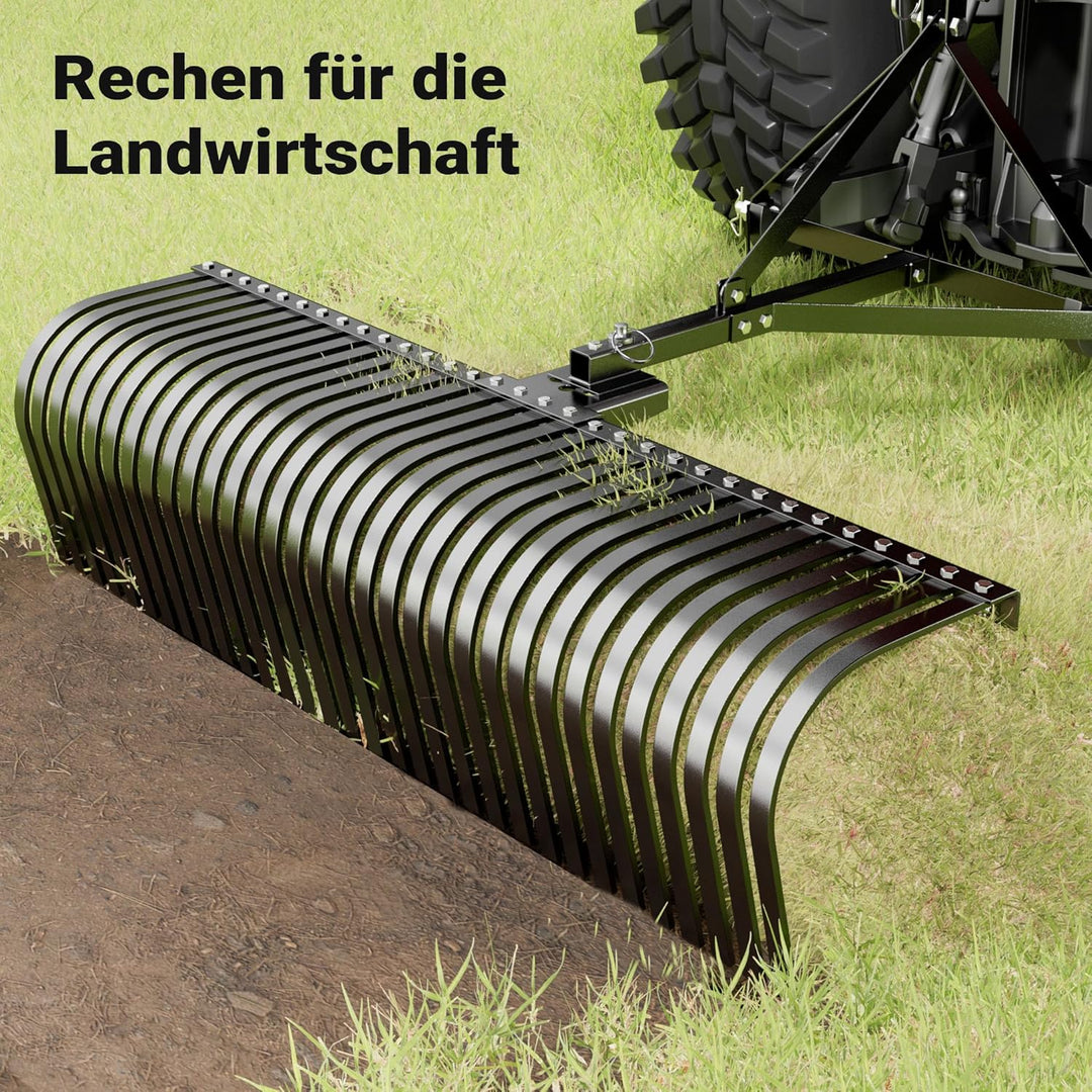 Wiltec Rasentraktor Heuharke mit 152 cm Arbeitsbreite, Heurechen mit 32 Harkenzinken, Rechen mit 3-P