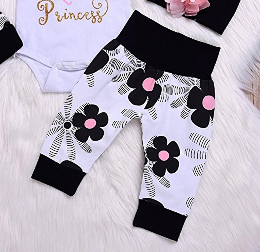 Juflam Nettes Neugeborenes Kinder Baby Mädchen Outfit Daddy Little Princess Strampler + Blumen Hose