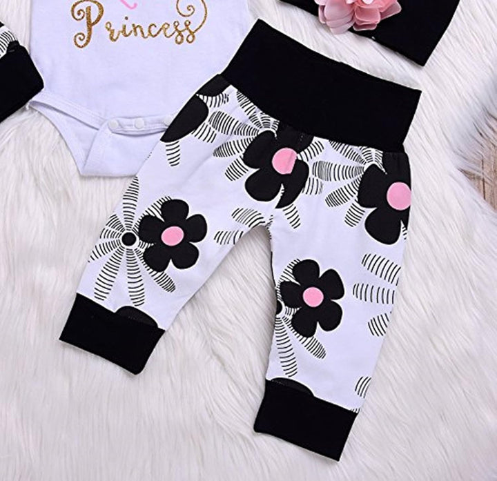 Juflam Nettes Neugeborenes Kinder Baby Mädchen Outfit Daddy Little Princess Strampler + Blumen Hose