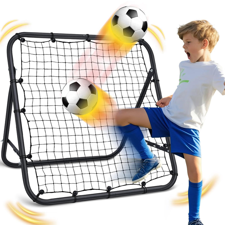 MoKo Rebounder für Fussball, 100 x100 cm Fussball Rebounder Netz, Tragbares Rückprallnetz Fussbälle