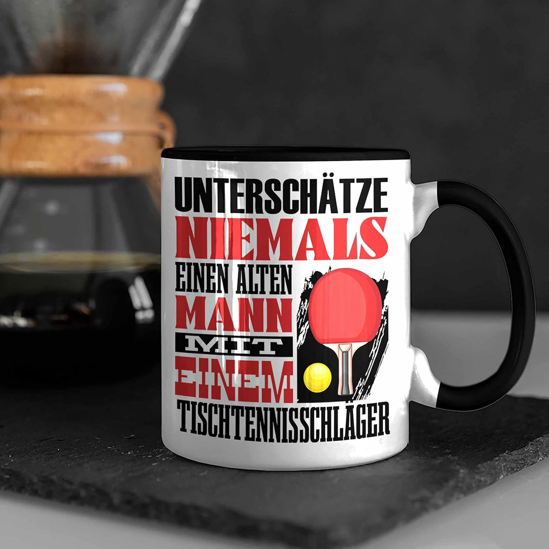 Trendation - Tischtennis Tasse Geschenk für Tischtennisspieler Lustiger Spruch Unterschätze Niemals