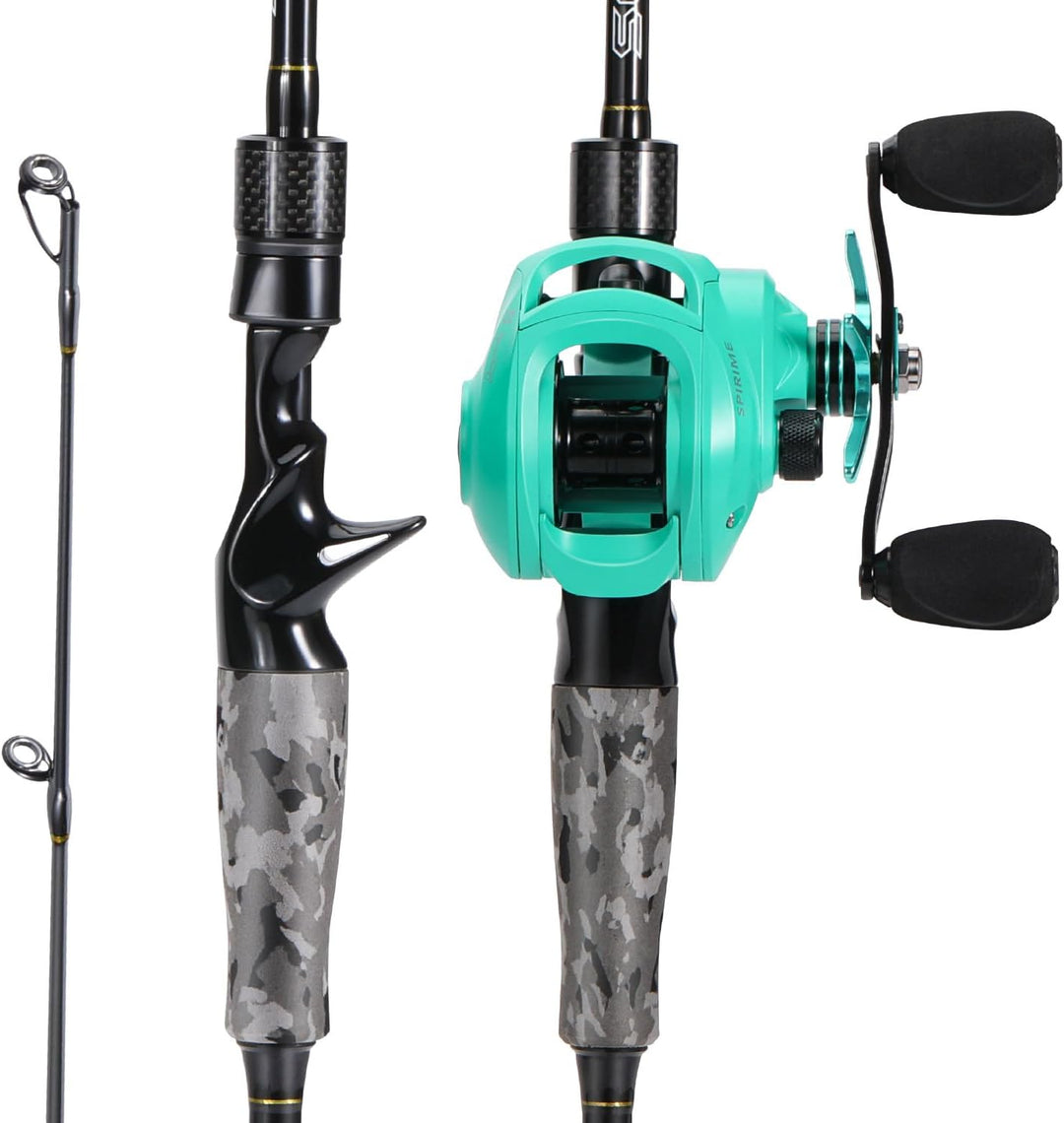 Sougayilang MX-2 Wurfangelrute und Baitcastrolle Combo, 1,8m/2,1m Baitcaster Combo - Raubfisch-Angel