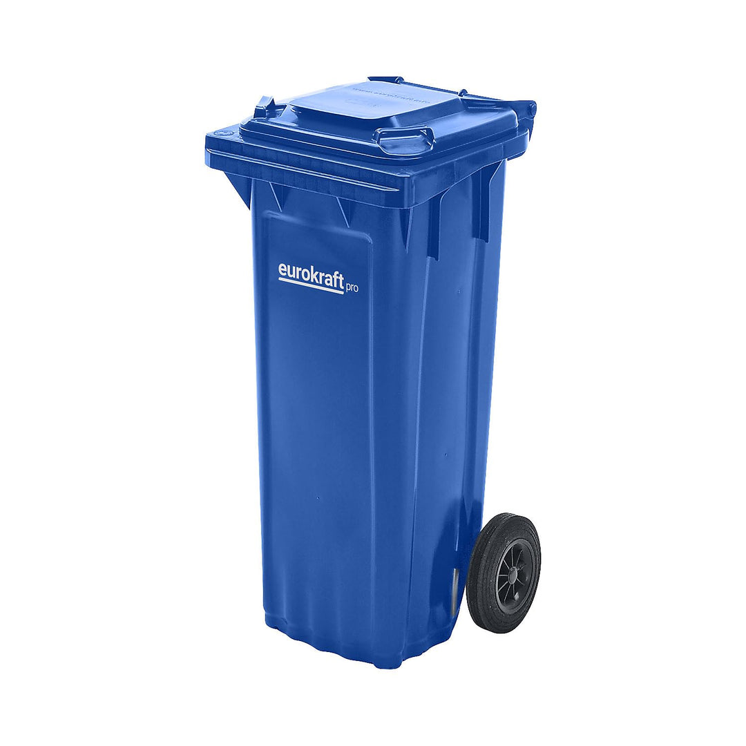 eurokraft | Mülltonne aus Kunststoff DIN EN 840 | Volumen 80 l | BxHxT 448 x 932 x 514 mm | blau, Bl