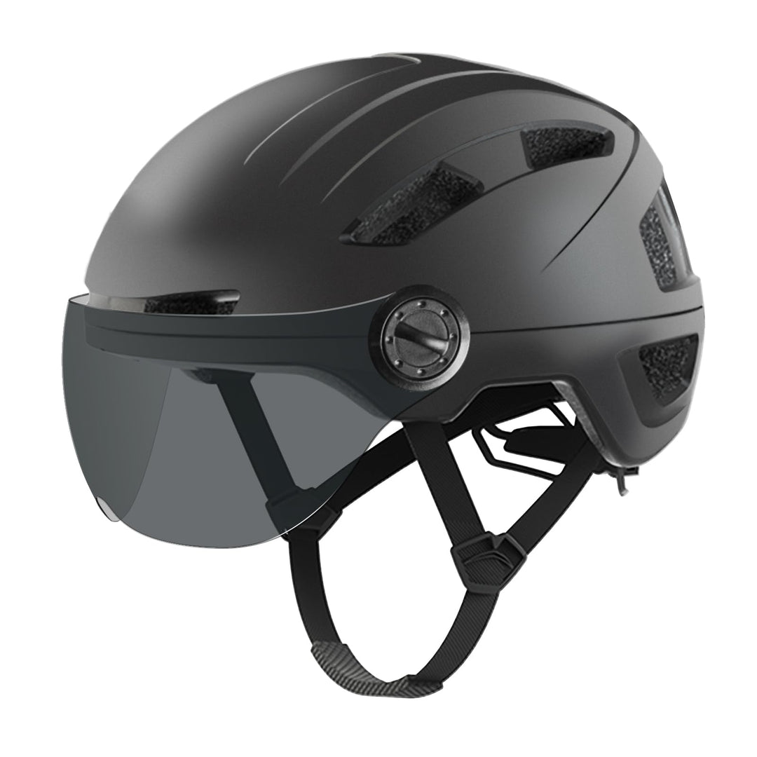 Fahrradhelm Herren, Damen Helm mit Magnetischem Visier Abnehmbarer Sonnenschutzkappe und Grössenvers