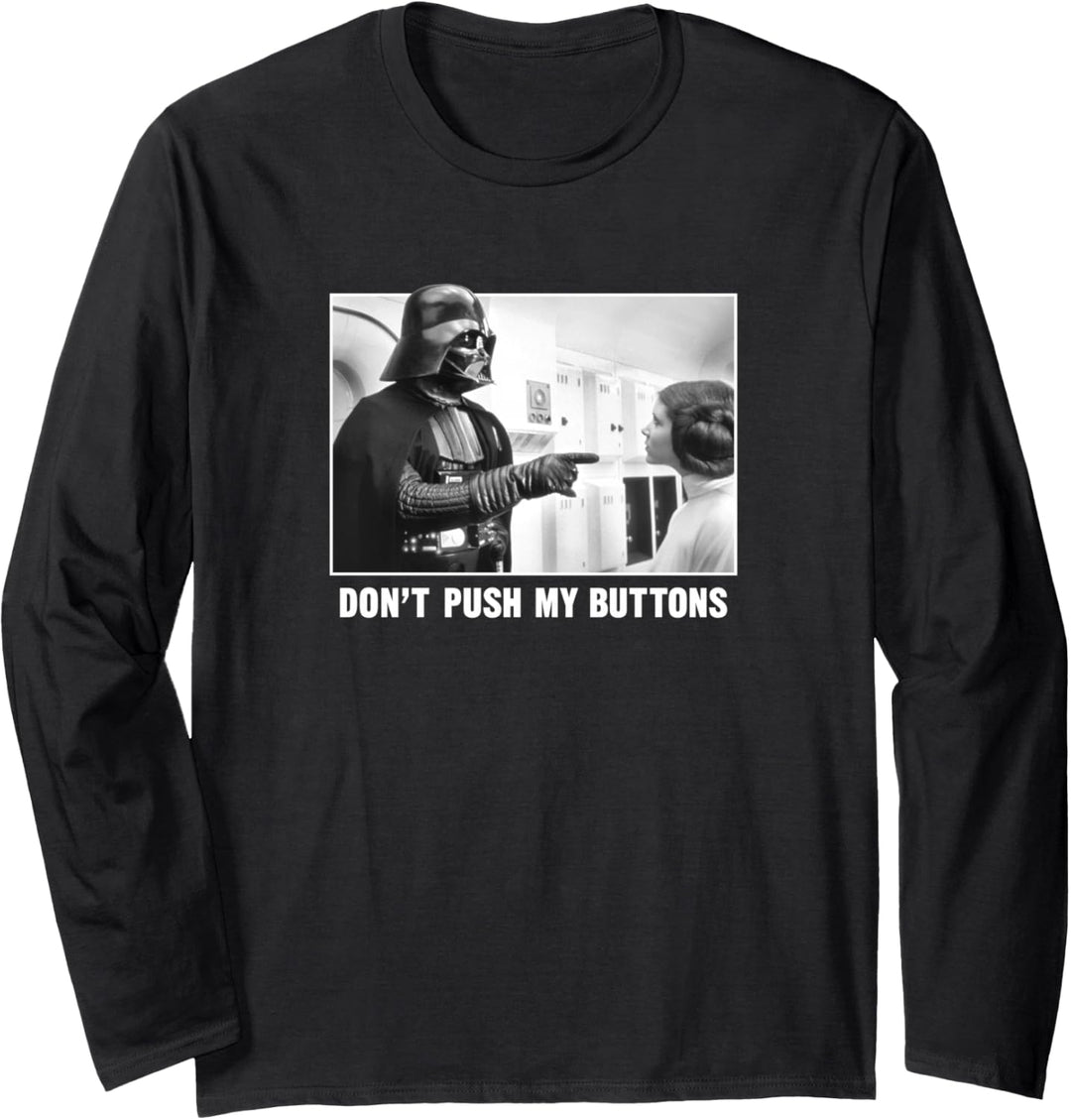 Star Wars Darth Vadar Princess Leia Don't Push My Buttons Langarmshirt