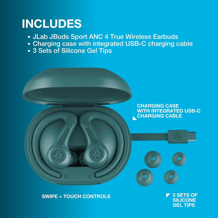 JLab JBuds Air Sport ANC 4 Kopfhörer In Ear, Sportkopfhörer Bluetooth, 60+ Std., Noise Cancelling Tr