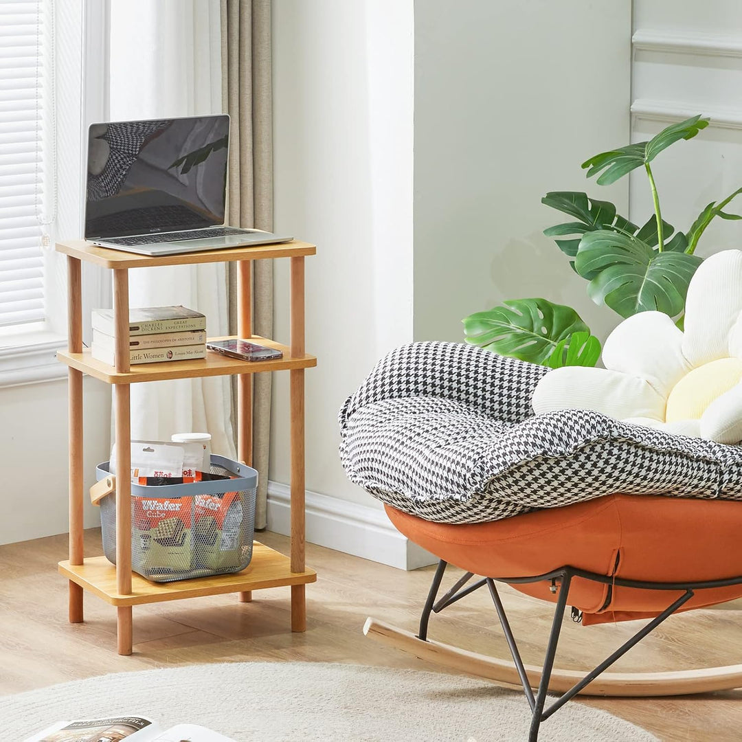 IBUYKE Holz Beistelltisch, Nachttische mit 3 Ebenen, 39x29x68.5cm, Couchtisch, Sofatisch, für Schlaf