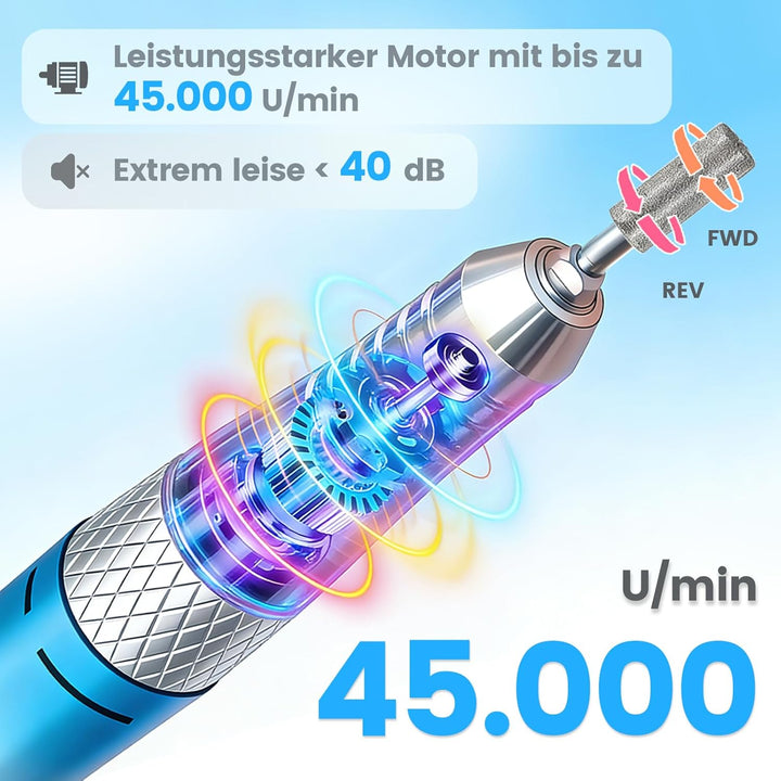 Elektrische Nagelfräser mit LCD-Display, 35000 U/min Tragbar Nagelfeile für Acryl und Gelnägel, Gerä