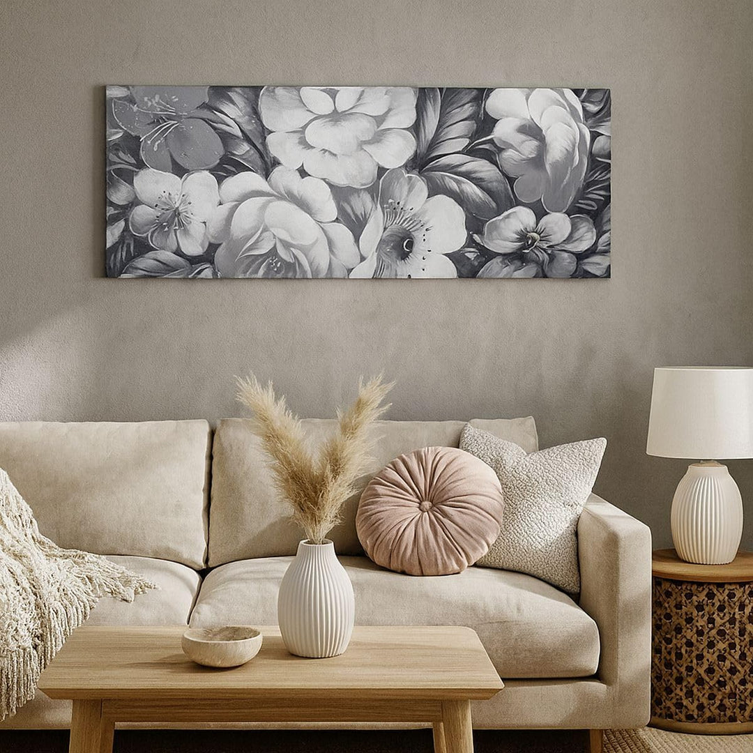 Wandbilder Dekoration Wohnzimmer Blume Blumenstrauss Blatt Panorama Bilder auf Leinwand 120x50cm Lei