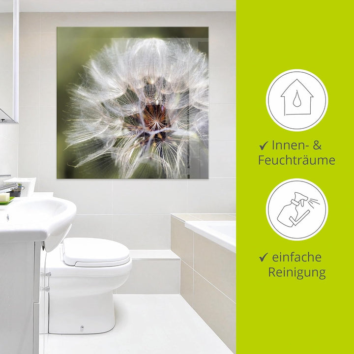 ARTland Glasbilder Wandbild Glas Bild einteilig 50 x 50 cm Pflanzen Mikro Makro Blumen Pusteblume Lö