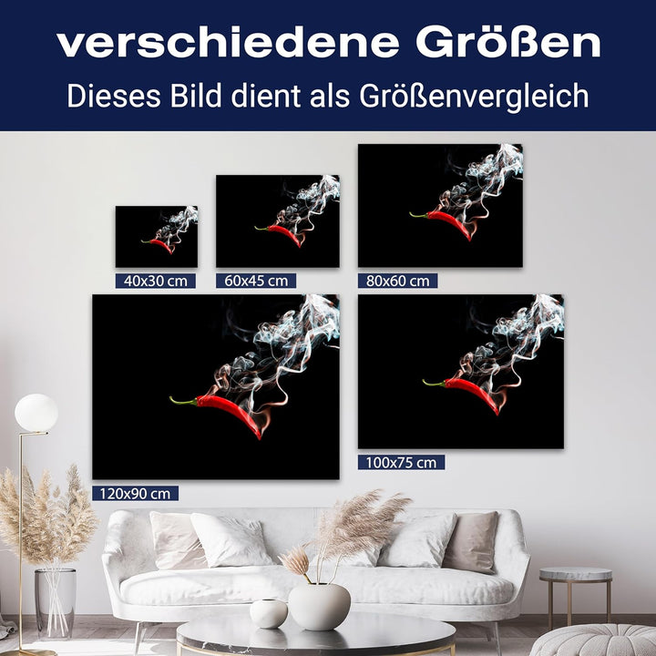 wandmotiv24 Leinwandbild Essen und Trinken 100x75cm, Querformat, Chili, Deko, Bilder auf Leinwand, W