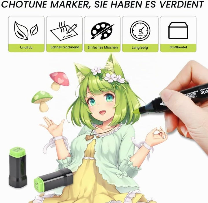 CHOTUNE 168 Farben Marker Set, 2023 Neueste Permanenter Marker, Einzigartiges Doppelkopf-Design, Aus