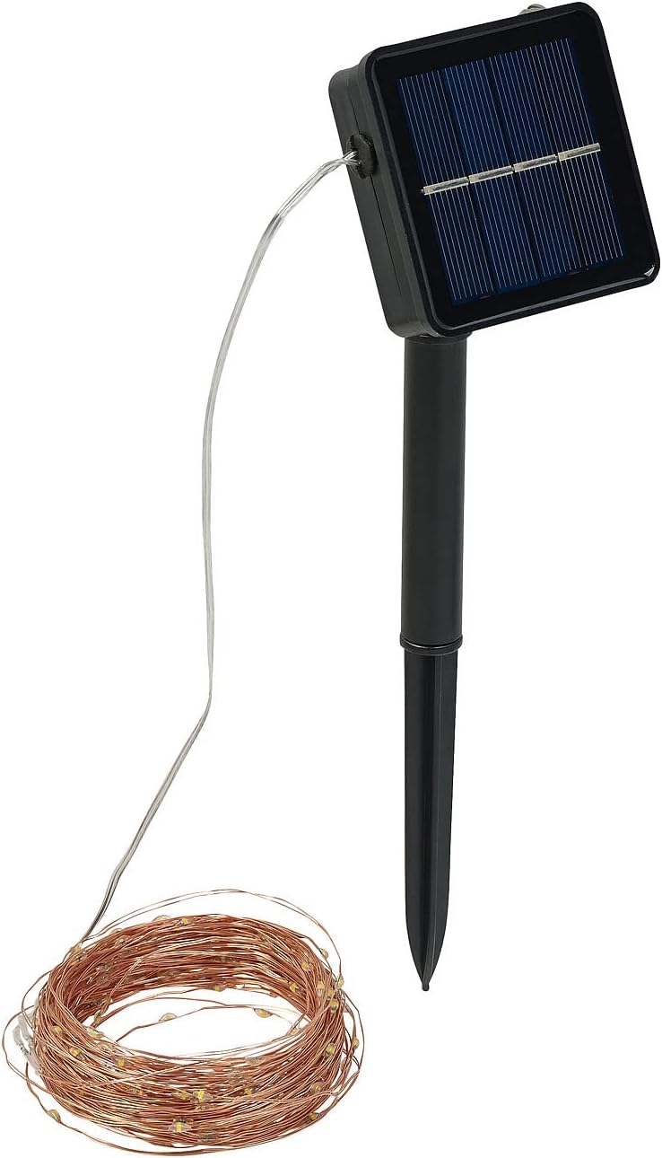 Lunartec Kupfer Lichterkette: 2er-Set Solar-Lichterkette aus Kupferdraht, 200 warmweisse LEDs, 8 Mod