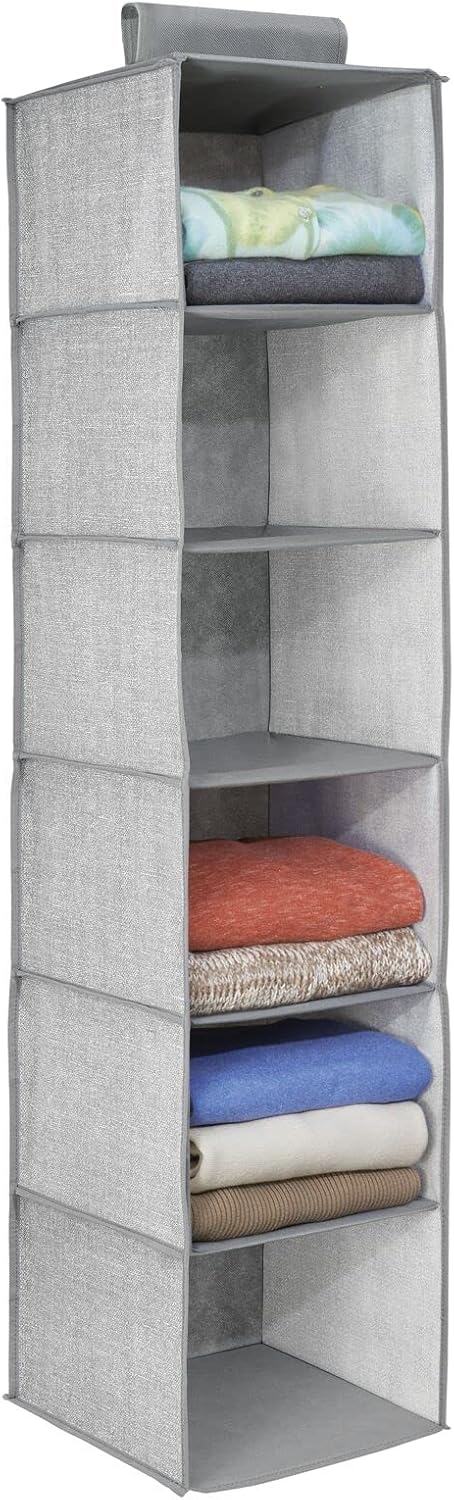 mDesign 2er-Set hängender Stoffschrank – 6 Regalfächer – idealer Hängeschrank aus Stoff für das Schl