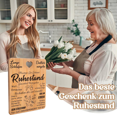 Ruhestand Geschenk, Renteneintritt Geschenk Frau Männer - Graviertes Bambus Schneidebrett, Rente Ges