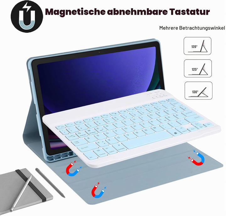 Tastatur mit Hülle für Samsung Galaxy Tab S 10 Lite &amp; S10 FE &amp; S9 FE, TPU Rückseite Hülle mit Magnet