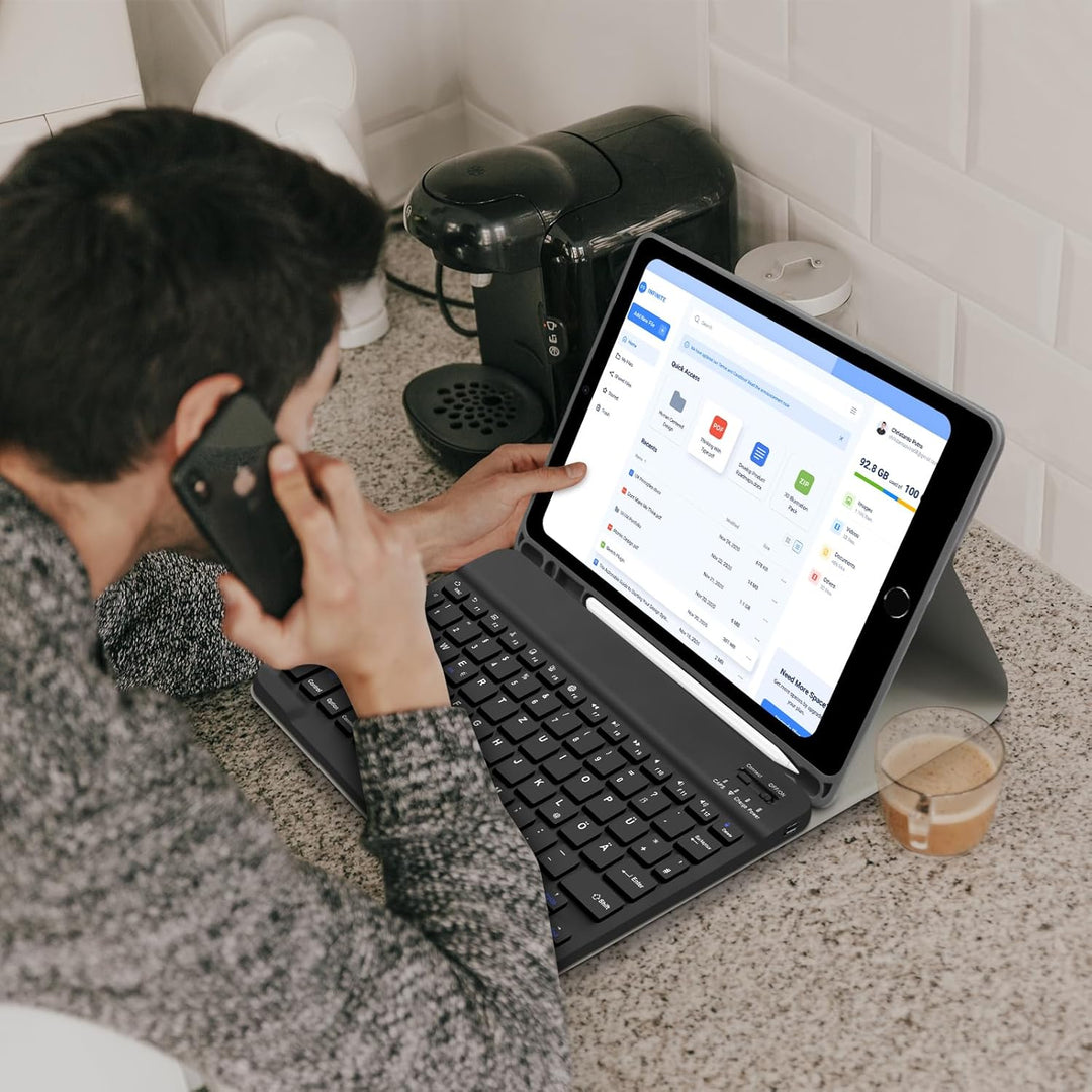 Hofsos Hülle mit Tastatur für IPad 10.2 Zoll 9/8/7 Generation (2021/2020/2019) - QWERTZ Layout Keybo