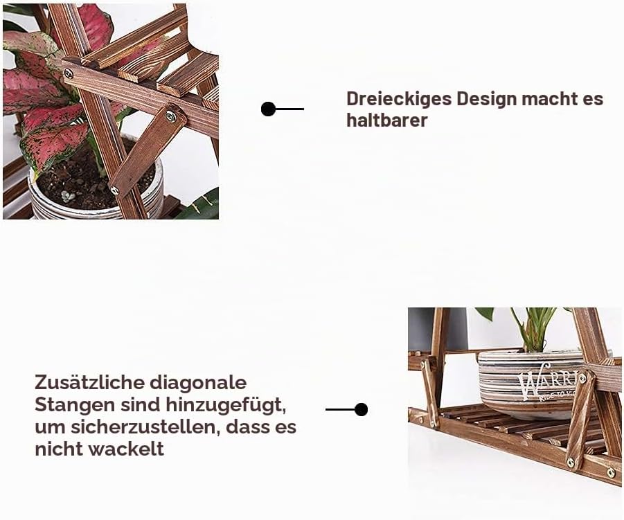 unho Blumenregal Blumentreppe 6 Ebenen Pflanzentreppe für Indoor Balkon Wohzimmer Outdoor Garten Dek