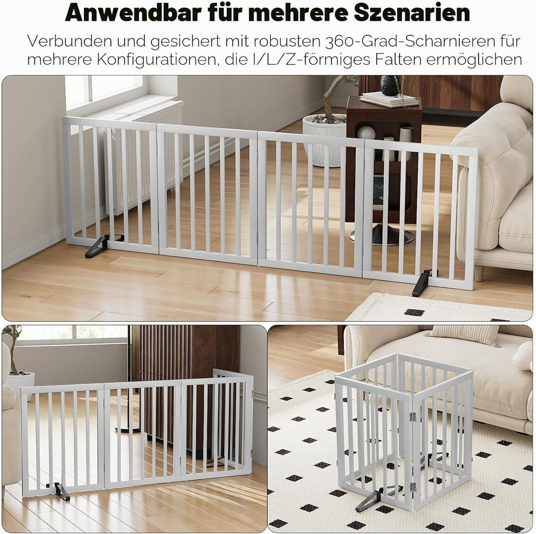 Freistehendes Hundegitter, Faltbares Hundebarriere für Tür,Treppen,Flur,Küche &amp; Schlafzimmer, Freist