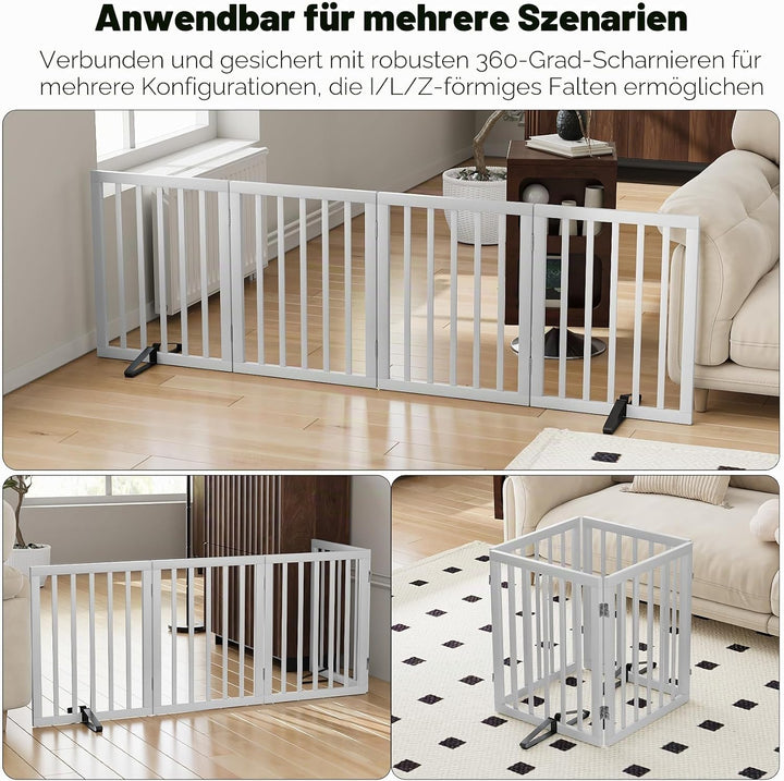 Freistehendes Hundegitter, Faltbares Hundebarriere für Tür,Treppen,Flur,Küche &amp; Schlafzimmer, Freist