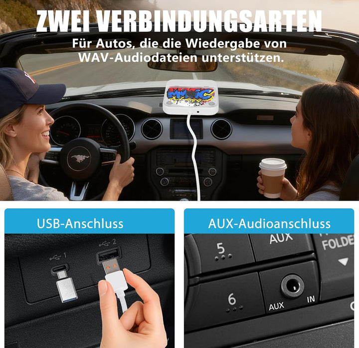 Externer CD Player für Auto mit USB/AUX Anschluss, Plug &amp; Play | Stossfestes Design | Breites Anwend