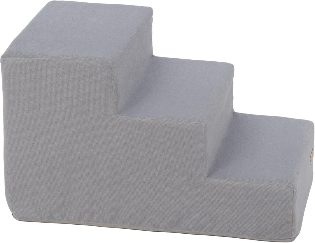 Hundetreppe mit 3 Stufen Katzentreppe Haustiertreppe Einstiegshilfe Schaumstoff (Farbe: grau), grau
