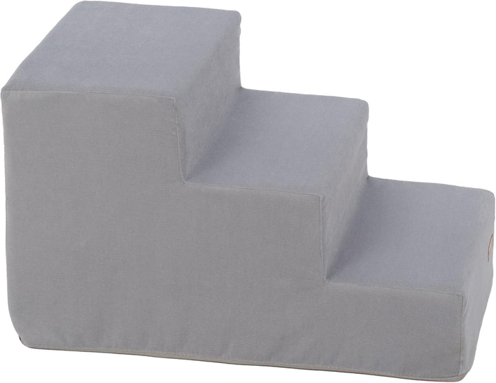 Hundetreppe mit 3 Stufen Katzentreppe Haustiertreppe Einstiegshilfe Schaumstoff (Farbe: grau), grau