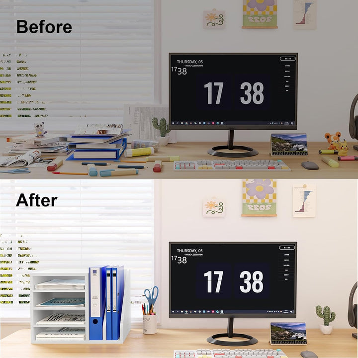 EasyPAG 6 Fächer Holz A4 Büro Schreibtisch Organizer Dokumentenhalter Aktenablage Zeitschriftenhalte