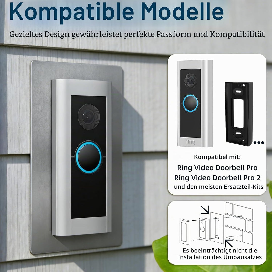 Edelstahl-Blende für Ring Video Doorbell Pro - Wandplatte für Video Klingel mit Kamera, Geeignet für