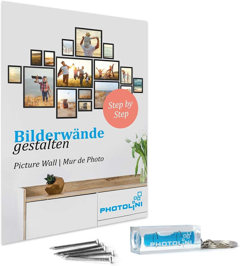 PHOTOLINI Bilderrahmen 20x20 cm Holz Eiche-Optik Landhaus-Stil, 5er Set Holz-Rahmen, Made in Germany