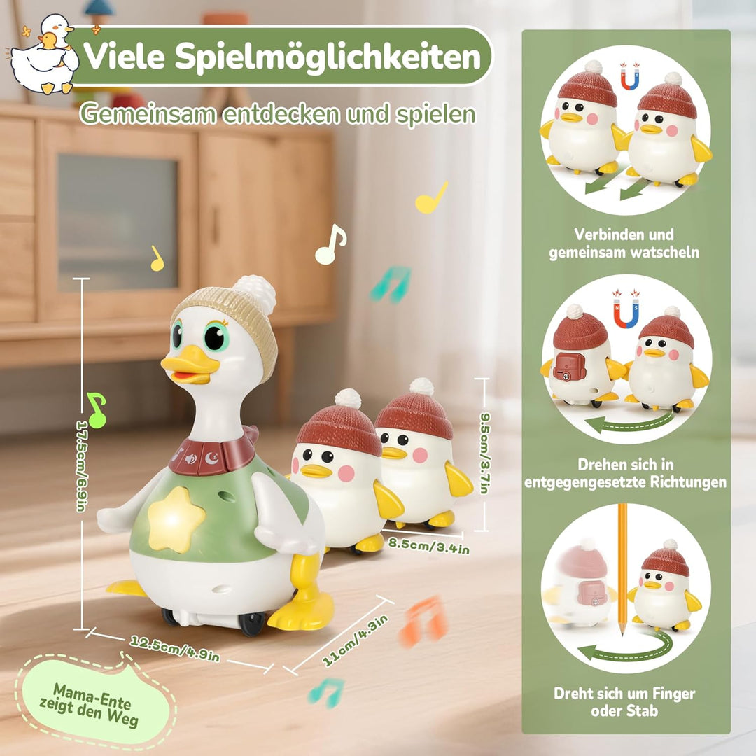 Baby Spielzeug für 6-12 Monate, Krabbelspielzeug Baby mit Licht &amp; Musik, Dancing Duck Familie Spielz
